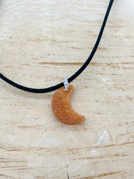 Golden Moon Druzy Neckace