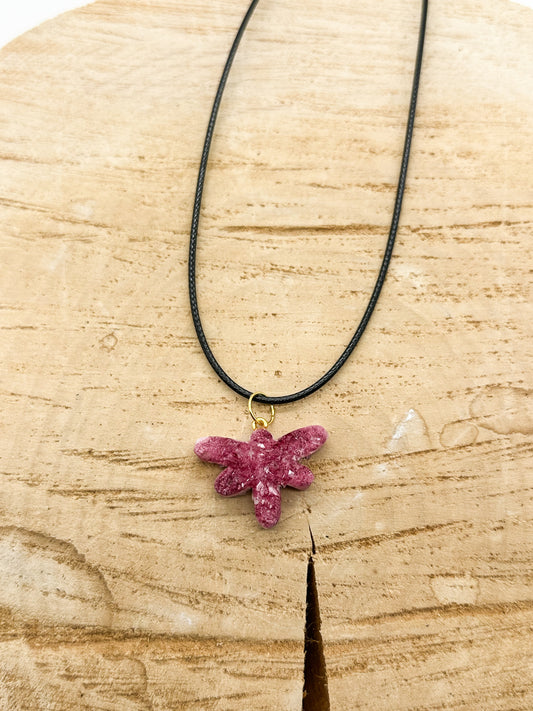 Red Dragonfly Druzy Neckace