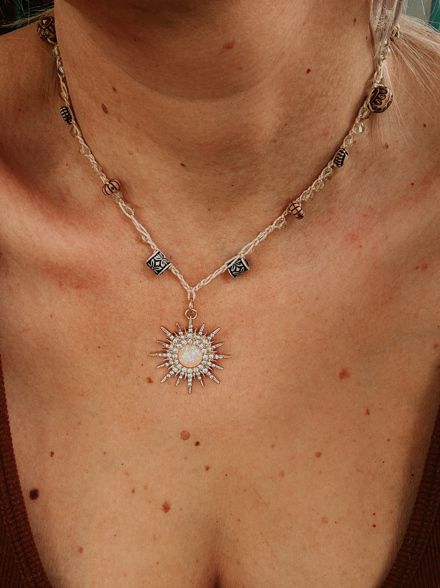 Crocheted Sun necklace