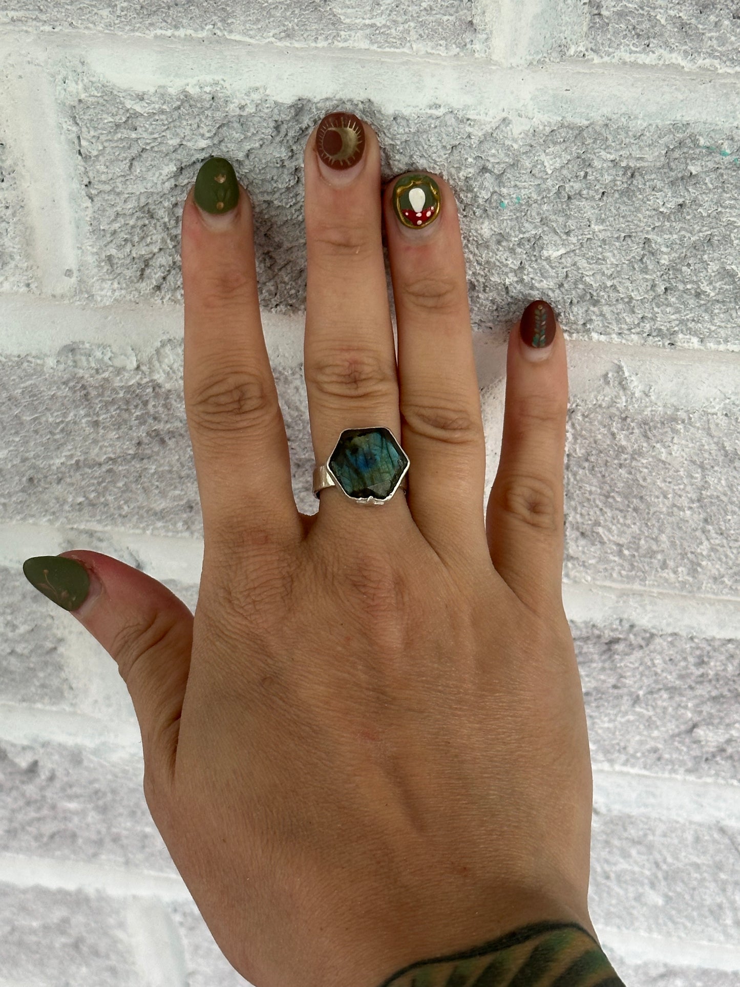Labradorite Hexagon Ring