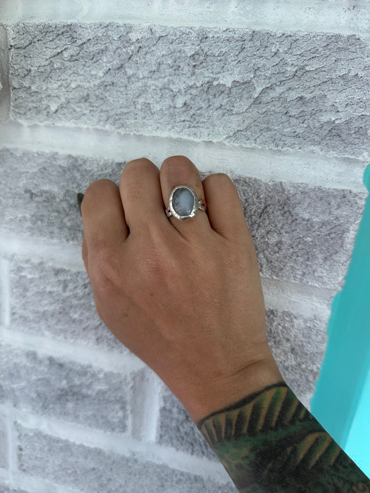 Blue lace agate ring