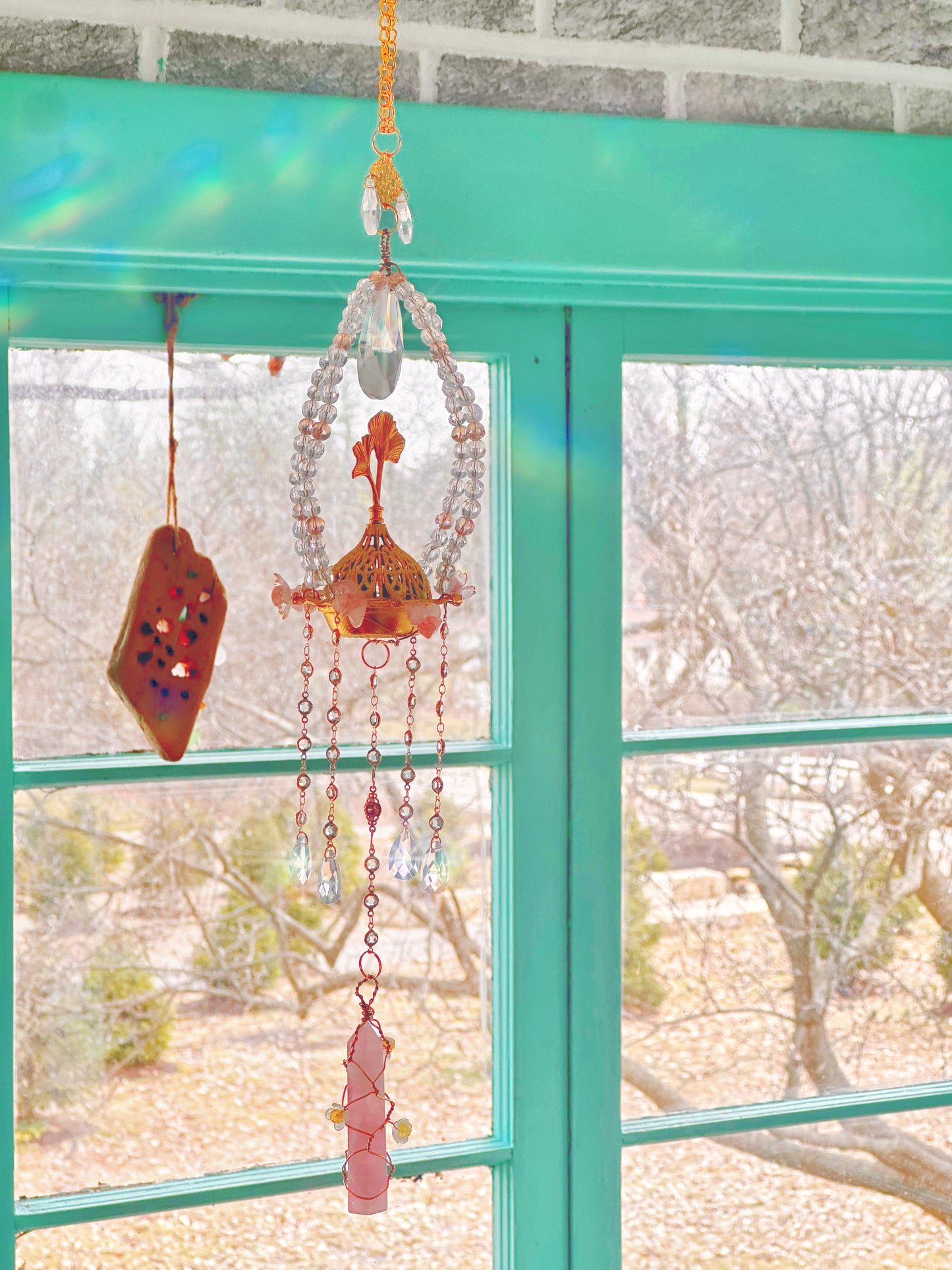 Ginkgo Rose Incense Suncatcher