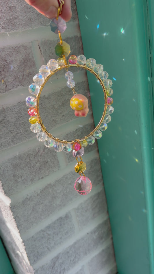 Yellow & Pink Mushroom Butt Suncatcher